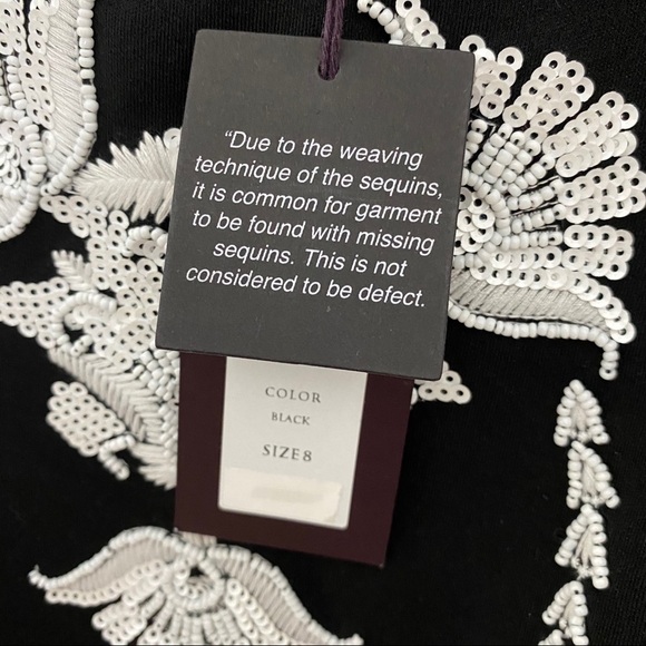 NEW MARCHESA Voyage Black and White Sequin Fit & Flare Dress Cocktail Whimsigoth - Picture 10 of 11